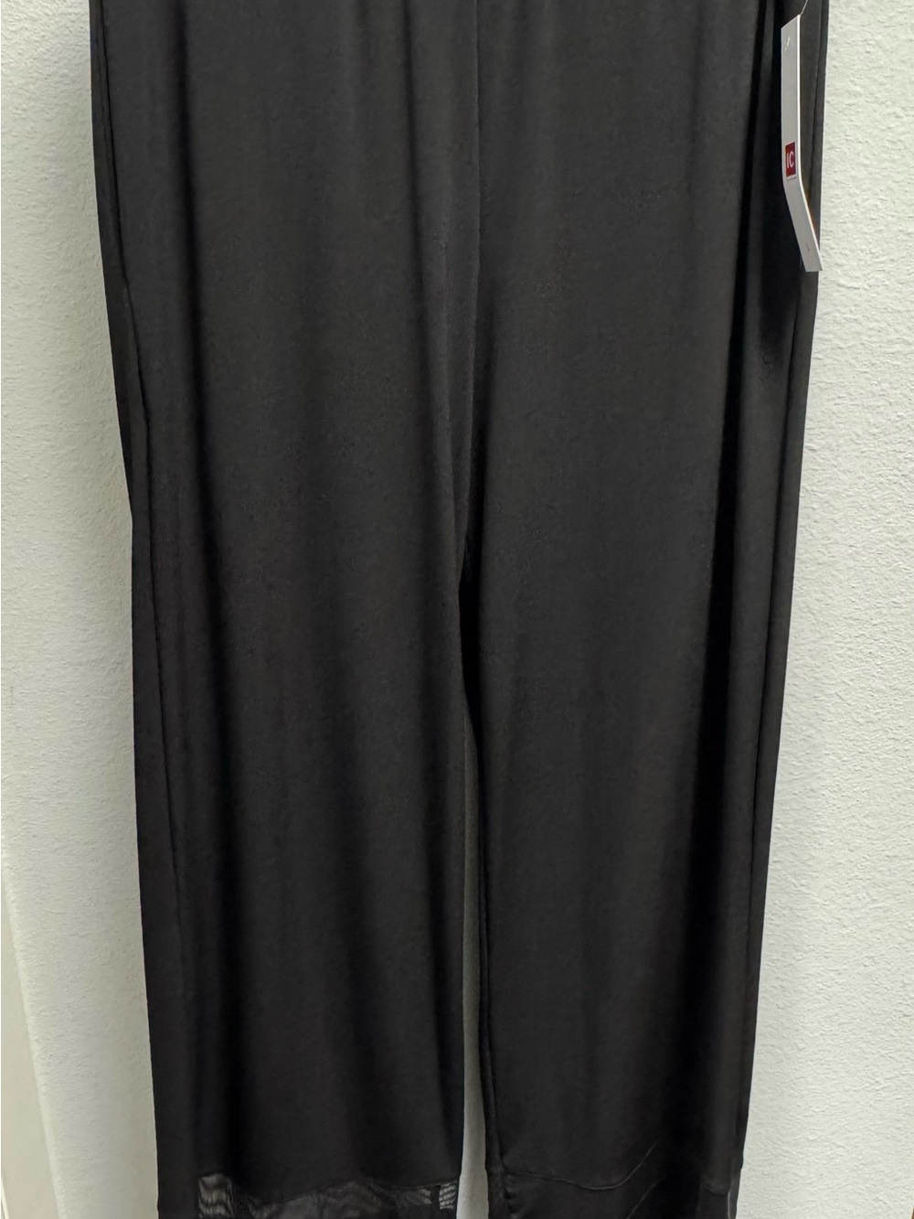 IC COLLECTION Black Wide-Leg Pants with Mesh Hem Stripes - Picture 3 of 10